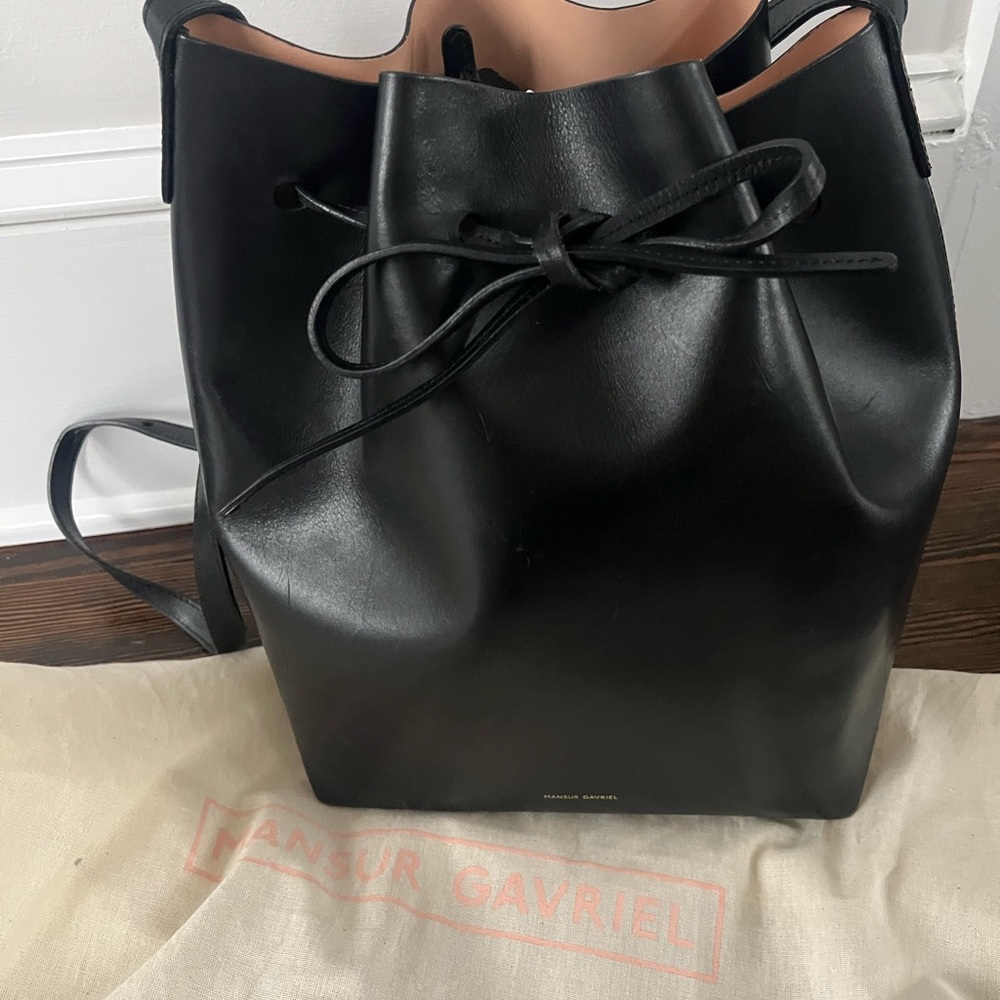 Mansur Gavriel Black Leather Drawstring Large